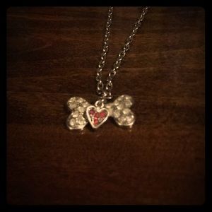 Silver Heart and Bone Charm Necklace